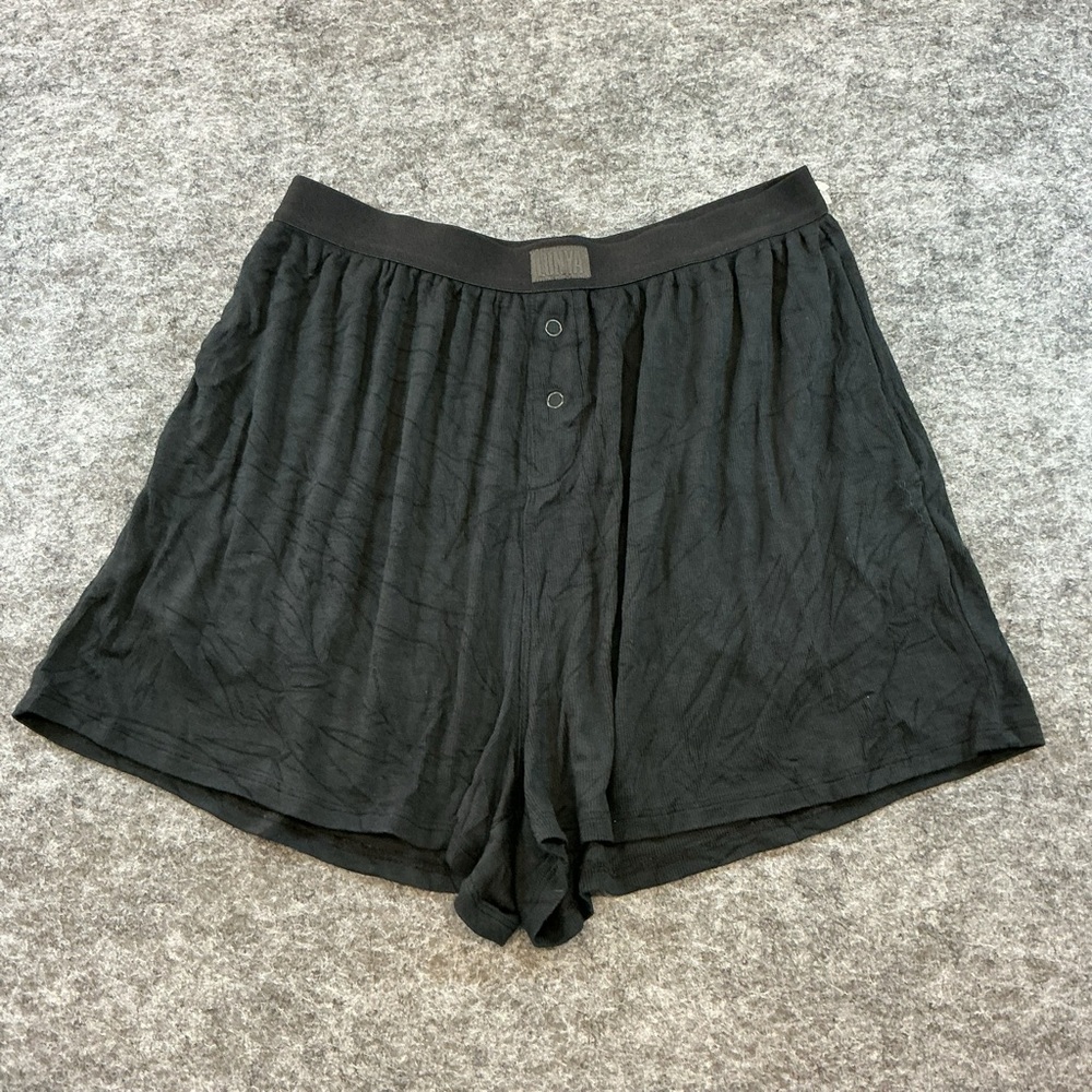 Lunya Modal Ribbed Black High Rise Black Women's Lounge Shorts